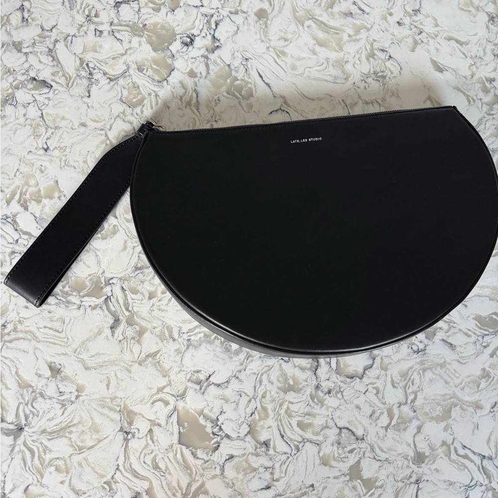 Late Lee Studios Black Half-Moon Wristlet